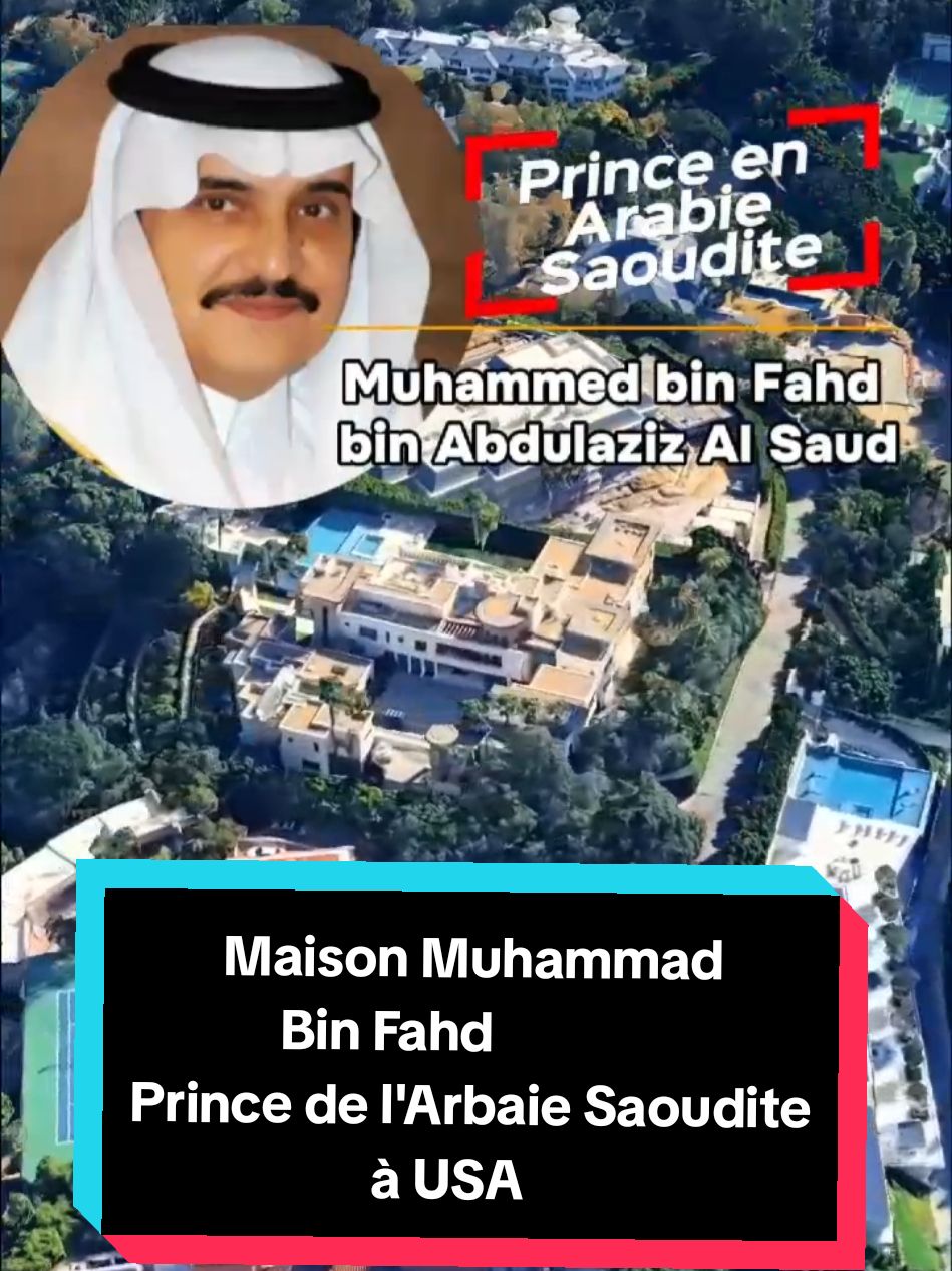 la maison du Muhammad bin Fahd bin Abdulaziz Al Saud, ancien gouverneur de la province de l'Est en Arabie saoudite. Il a démissionné de son poste le 10 janvier 2003, à sa demande. Il est le fils du défunt roi Fahd bin Abdulaziz Al Saud. La résidence à Los Angeles, dans le quartier de Bel Air, couvre une superficie impressionnante plus de 3 000 m² et est située sur un terrain de 6 000 m². À côté, il possède également une autre maison de 1 600 m², comprenant 27 chambres et 22 salles de bain. Selon des rapports de 2004, cette propriété figurait parmi les plus taxées de Los Angeles, occupant la 7e place avec des taxes foncières annuelles de 400 000 $. La valeur actuelle de cette maison est estimée à environ 40 millions de dollars. En plus de ses propriétés, Muhammad bin Fahd possède un yacht nommé 