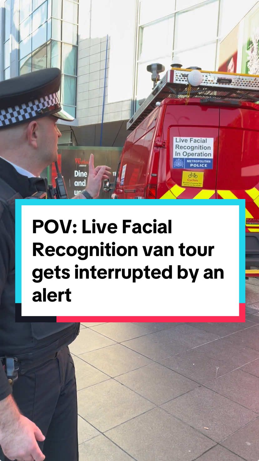 We spoke to a police officer about how our Live Facial Recognition vans work, until the technology alerted us to a suspect and the action took over! #livefacialrecognition #london #fyp #metpolice 