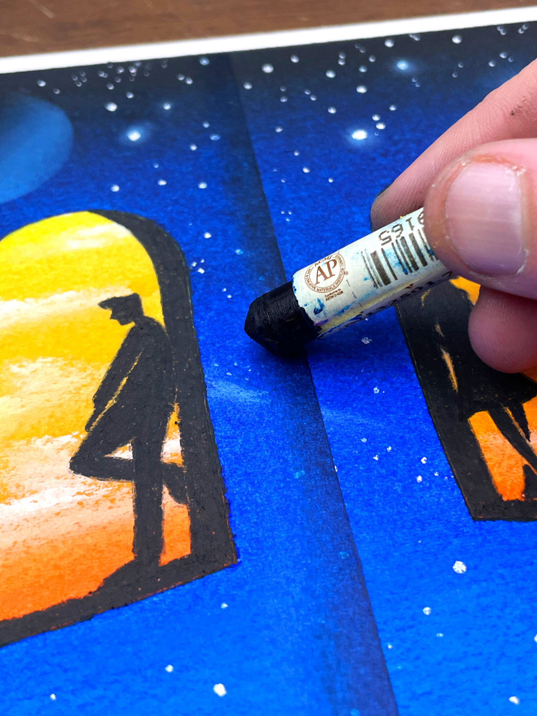 Mix 2 colors to make a gradient 🌈🖍 My best technique! #tutorial #oilpastels #space #drawing #easy #blendingcolors #blendingpastels #foryou