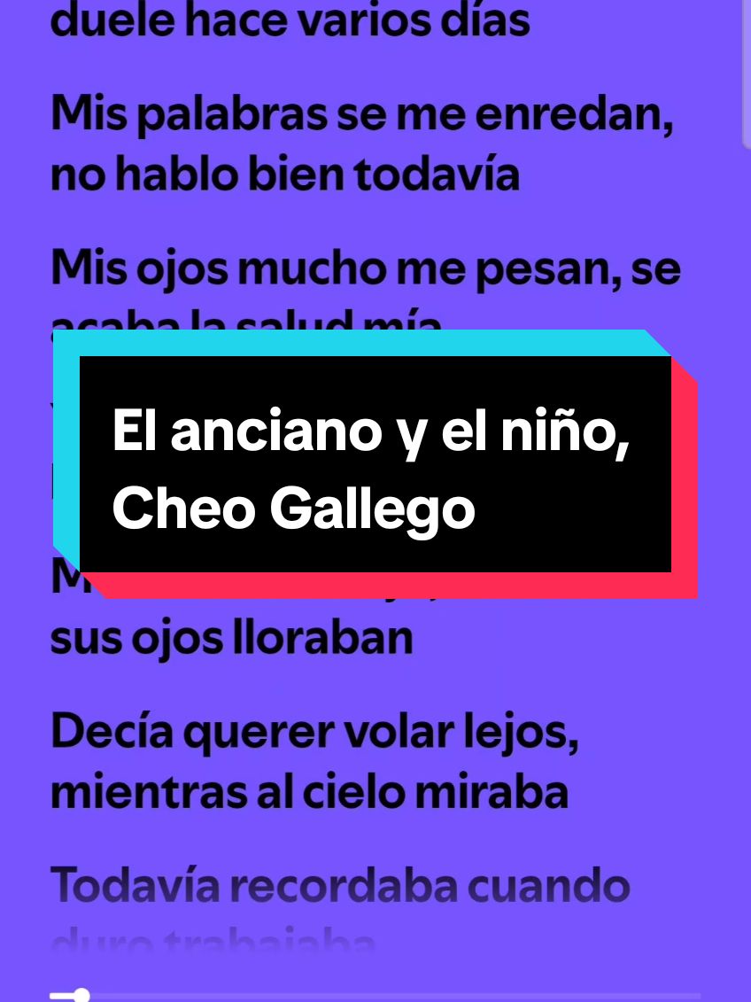 Partie 32: El anciano y el niño, Cheo Gallego 🎶 #spotify #lyric #paroles #parole #musique #songs #song #musica 