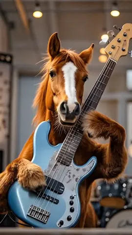 Cavalo tocando guitarra 🎸  #Guitarra #IA #cavalo #CapCut 
