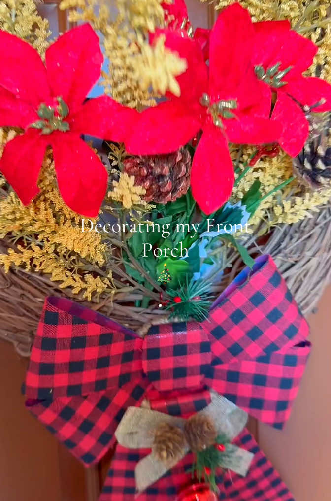 Cleaning & Decorating my Front Porch 🎄✨❤️ 🏡Still Needs something More  but So Far I love it😊 simple and cute 🙌🏼 #christmas #christmasdecor #frontporch #homedecor #homesweethome #fypシ #viralvideo 