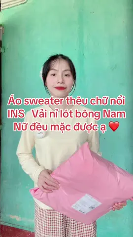 Áo sweater thêu chữ nổi INS nam nữ đều mặc được ạ❤️#yeutiktok❤️🛍 #aosweaternamnu #setxinh #aoxinh #ttqll_xh🧸💞 