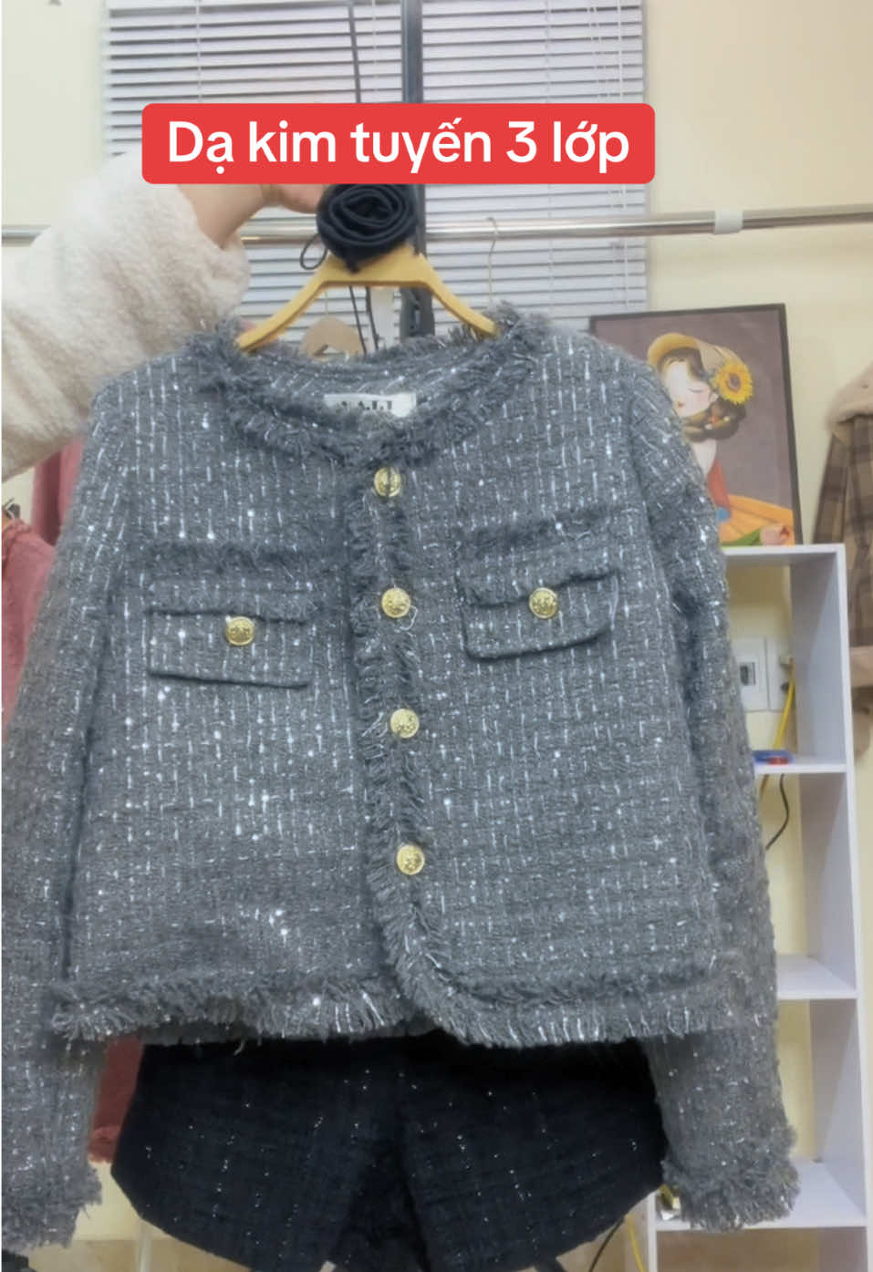 Áo dạ kim tuyến mặc xinh mà sang lắm luôn #aokhoac #áodạ #cuccucreview 