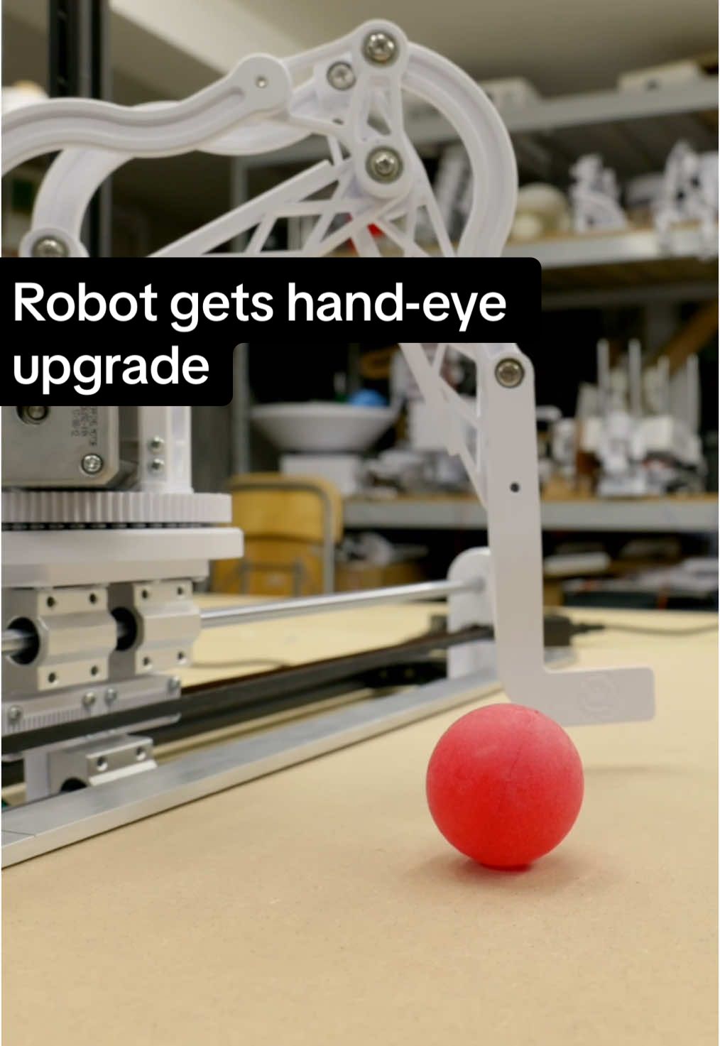 Teaching my robot to play ping pong ••• Combining ball tracking with Python and inverse kinematics to bring a simple robot arm to life. It’s crazy how a bit of math can turn motors and plastic into so much more. ••• #robotics #DIY #engineering #engineeringstudent #mechanicaldesign #robot #arduino #pythonprogramming 