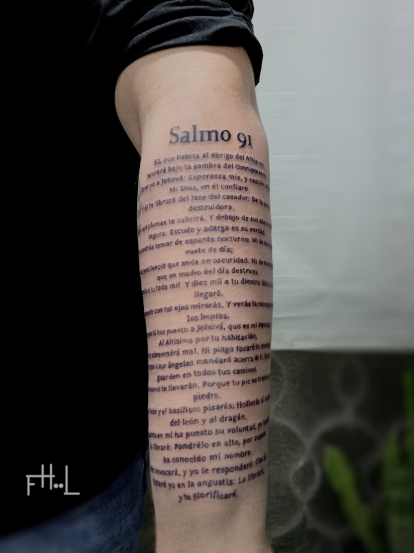 #tattoo #armtattoo #tatuajebrazo #salmo91 #ink #inked #tattooed #gdltattoo #tattoomex #tatuaje #lettering #letteringtattoo #letteringstyle #biblia #bible #bibletattoo #salmotattoo 