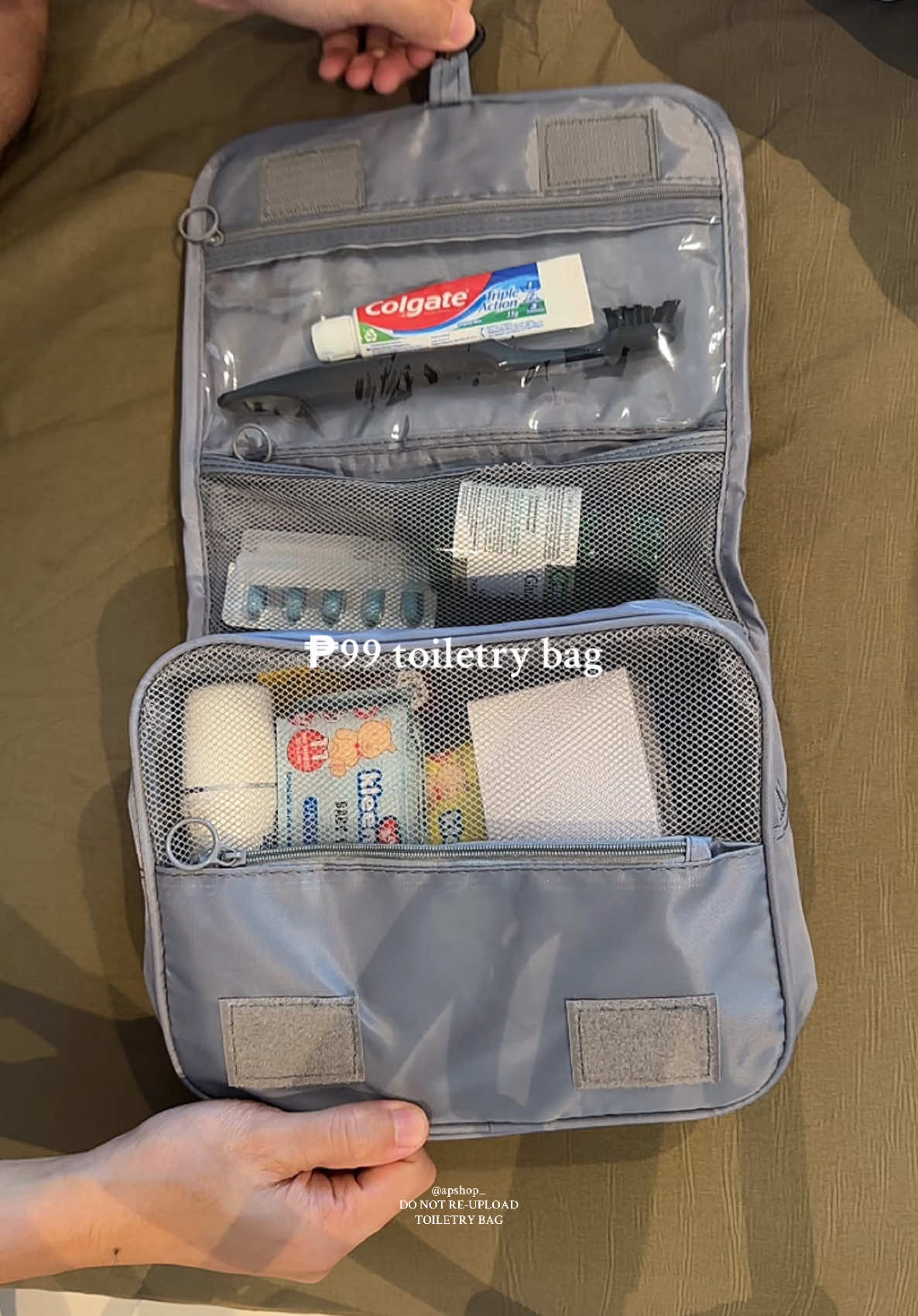 all my travel essentials can fit in this toiletry bag! #fyp #toiletrybag #travelbag #travelpouch #travelessentials 