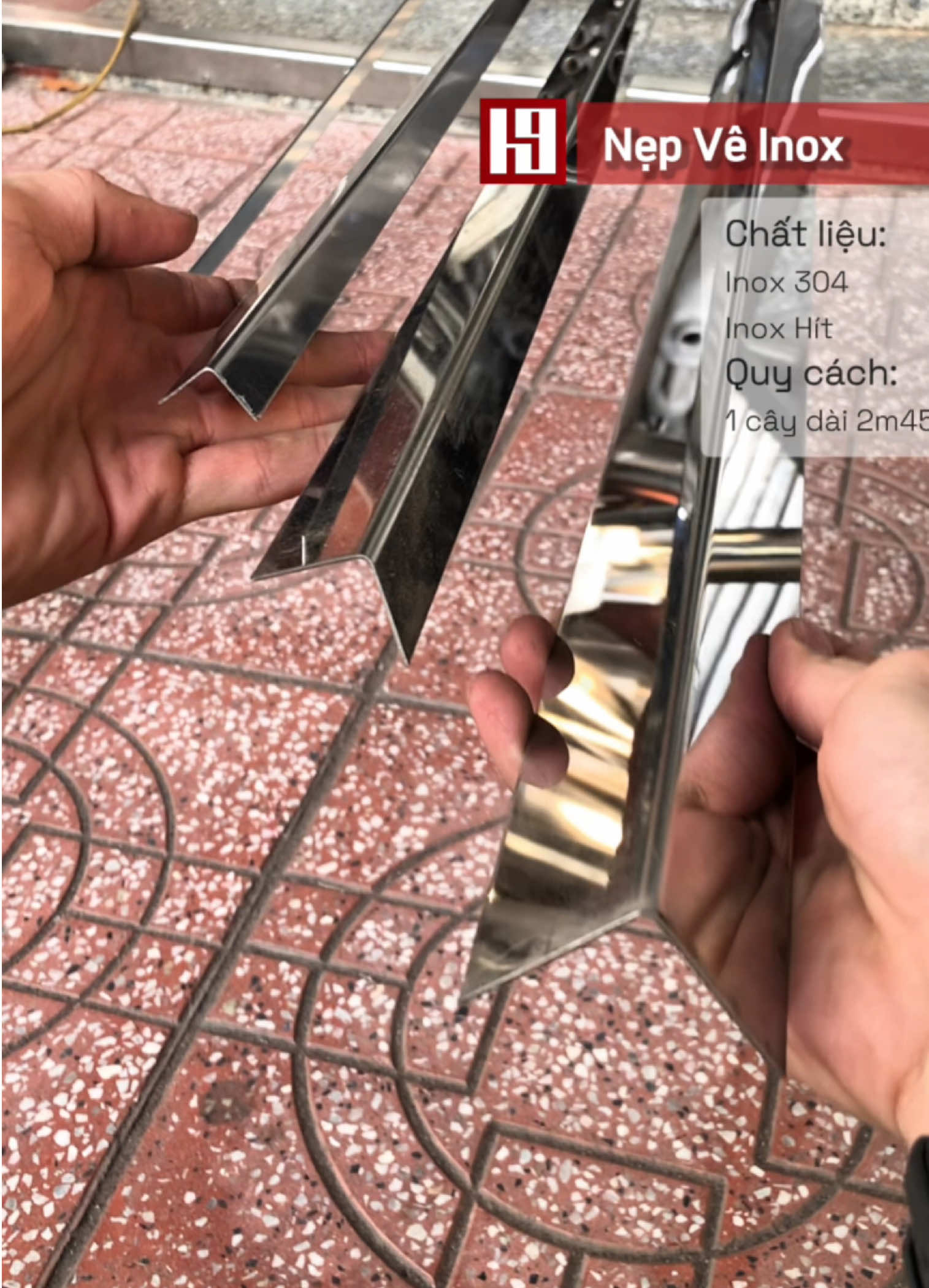 Nẹp Vê Inox 304 sáng bóng, mạ vàng. Nẹp ốp bậc thềm, cạnh cột. #inox #chinha 