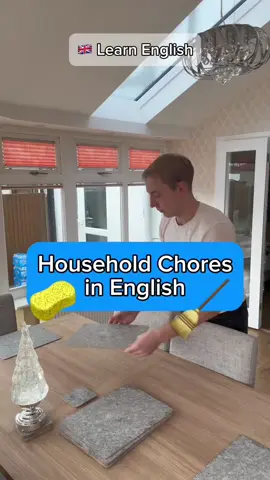 Household chores in British English 🇬🇧 Learn English vocabulary and talk about tasks you do at home! These words are very useful and used frequently! 👌 Verbs: To set To sweep To mop To hoover (vacuum) To clean Start your journey to English fluency TODAY 📈🗣️🇬🇧 #english #learnenglish #verbs #vocabulary #britishenglish #englishlesson #englishclass #englishtips #ingles #englishteacher #englishlanguage #englishonline #englishlearning #speakenglish #englishgrammar #ielts #fyp #creatorsearchinsights 
