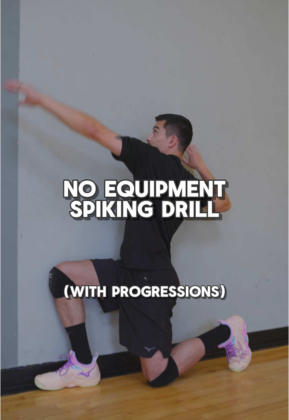 Great drill and its progressions for spiking without any equipment!
 
 I made this drill a couple years ago and have been gradually improving it. Since then I've seen it all over social media and that's great to see but some times I think it's not represented the best! I also got a lot of beef with the same side leg being up when I posted the original about a year ago, so tomorrow I'll be posting a quick explanation.
 
 This has 4 progressions, each progressing in separation and specifity demand, getting closer and closer to true spiking. The wall acts as a reference to guide your arm and torso, which makes you self organize into the reverse s curve. But it needs to be done well. There are a lot of ways this can go wrong, but if you try to spike and your elbow hits the wall, there's a big chance the pattern is off. We want the torso and elbow to come up and around, not sideways and forward. So having the wall there can clean up some technique issues. It also helps you focus on what it feels like to separate the torso from the hip and arm, and use the different parts of the sequence separately. That's why we have the short kneeling and same side leg up progressions. Then we make it more specific and harder to keep the separation in the next progressions.
 
 This is one of the best drills you can do for spiking technique especially if you don't have a ball or partner, but we also need to eventually apply it into the actual spike, standing airborne spikes, shadow spikes, and progressing into airborne spikes. This progression will be in Spiking Power 👊
 
 A lot to it but hope this helps. Keep going everyone! Bit by bit.
 
 #volleyball #volleyballtraining #volleyballworkouts #volleyballdrills #vball #mizunovolleyball #volleyballplayer #volleyballscience