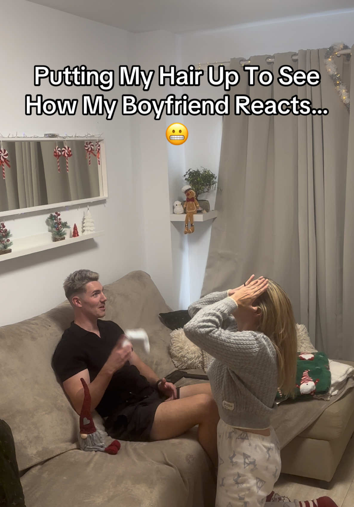 I teased him 😬😳 #ryanandangie #couplevideos #coupletok #relatable #fyp #viral #puttingmyhairup 