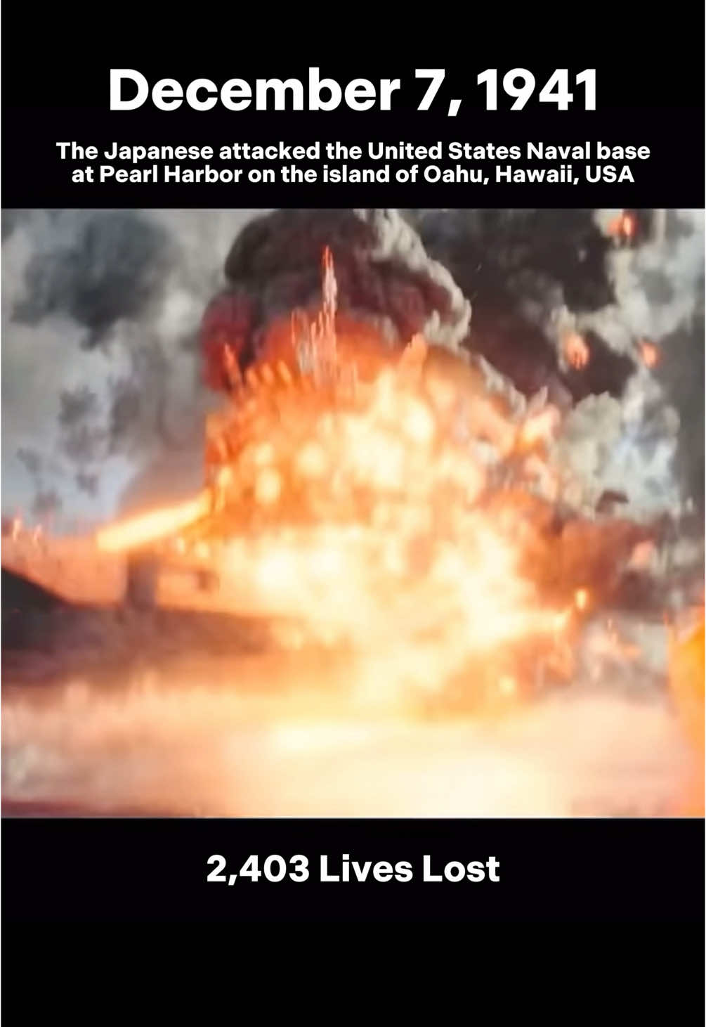 83 Years Ago Today, The Pearl Harbor Attacks took place. On December 7, 1941 the Japanese attacked United States naval base on Pearl Harbor, Hawaii USA. #pearlharbor #History #usa #usa🇺🇸 #japan #foryoupage #fyp #edit 