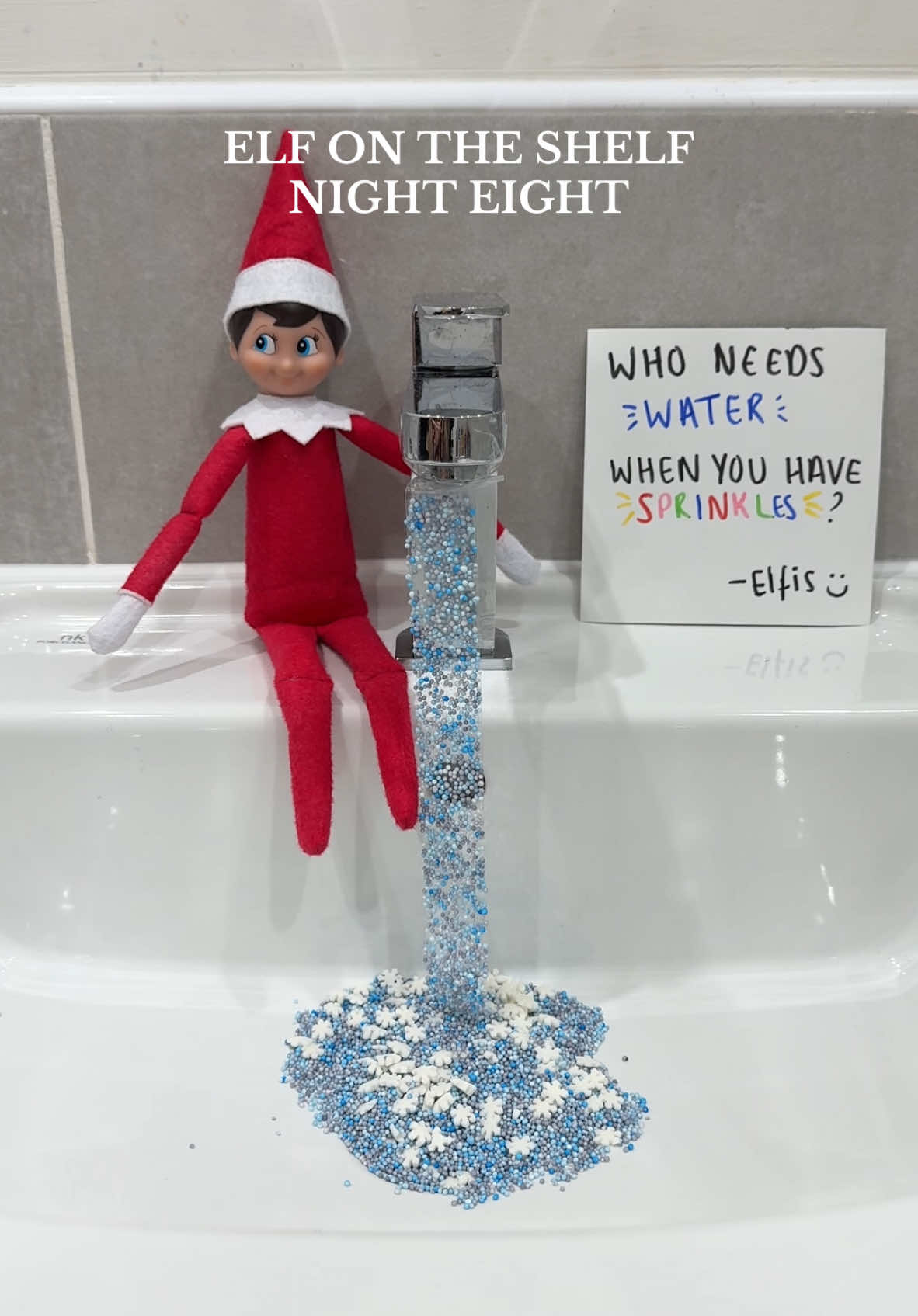 The rage this one almost sent me into. Sprinkles and tape. You’d think it would be so easy. Tried 3 different tapes and 3 different sprinkles to get it to work 🥲 #elfontheshelf #elfontheshelfideas #elfontheshelfchallenge #elfontheshelfadventures #elfontheshelfidea #elfontheshelfday8 #christmastraditions #elftok #christmastimd #toddlersoftiktok #mumlife #toddlerchristmasideas #mumsoftiktok #trendingvideo #videotrend 