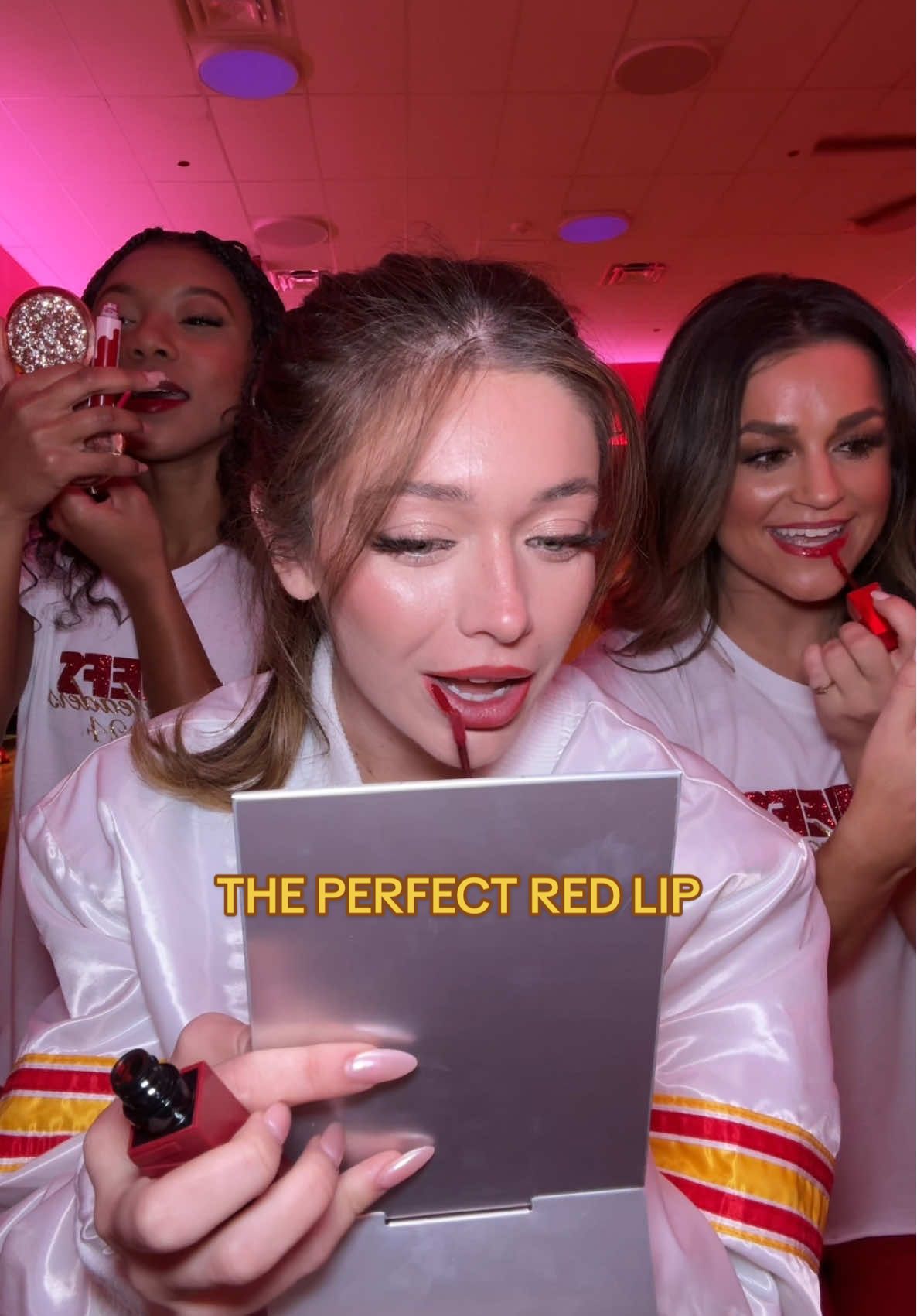 Everytime I do a red lip, I always forget to breathe @Chiefs 