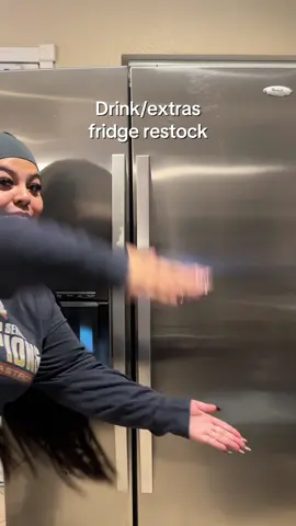I love restocking our drink fridge. What drinks should I get for the next restock🤔 #fridgeorganization #fridgerestock #drinktok #drinkfridge #extrafridge 