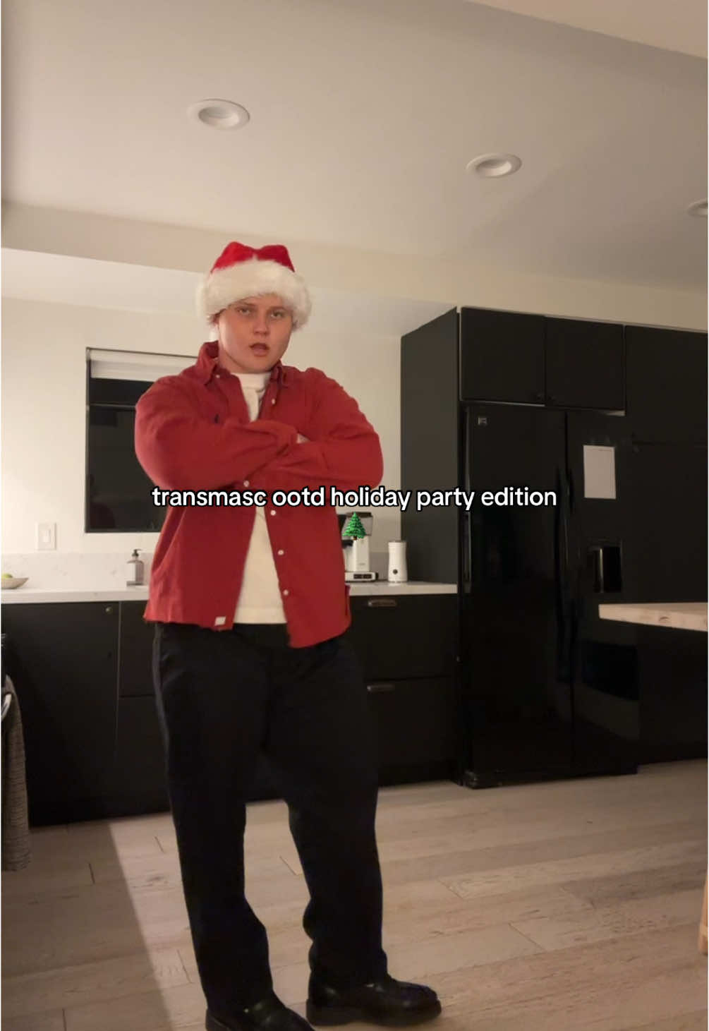 SANTA HATS ARE MY GUILTY PLEASURE #transmasc #OOTD #holiday 