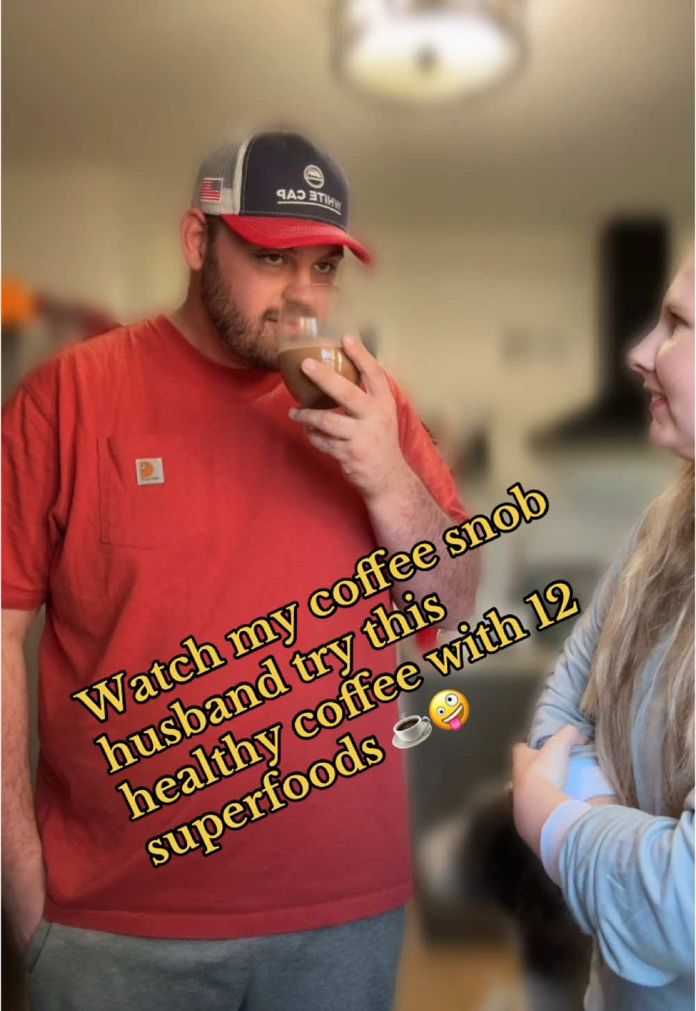 The Wakers Happy Coffee has 12 amazing superfoods packed into it, but tastes amazing!! Had to have my super picky husband try it for you guys. “Not bad” is a glowing review from him 😂 #wakershappycoffee #superfood #healthycoffee #coffee #tastetest #husbandandwife #fyp #momanddad #tiktokshopfinds #holidayhaul 