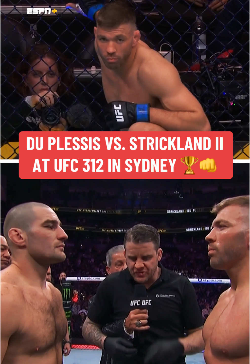 #DricusDuPlessis will defend his middleweight title against #SeanStrickland at #UFC312 in #Sydney, Australia, Jon Anik announced during the #UFC310 broadcast. #UFC #MMA #combatsports #champion 