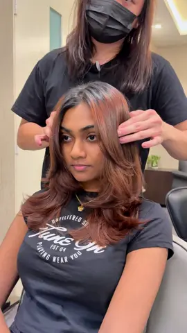 Medium-length hair with curtain bangs enhances the beauty of colored hair!🥰✨ - Location 📍 “Hairbae Salon JB” (Restaurant & Salon) ✨Tap link on bio for appointments✨ #hairbae #hairlife #hairstyles #haircolour #hairideas #haircut #layeredhaircut #layercut #hairtips #indian #indianhsirstyles #indianhairstylist #indianwedding #indiancommunity #indianfood #hairfashion #hairhighlights #fringecut #makeup #indianmakeup #indianmakeupartist #indiancommunity #india #haircut #jbhairsalon #curlyhair #tiktok #tiktokmalaysia 