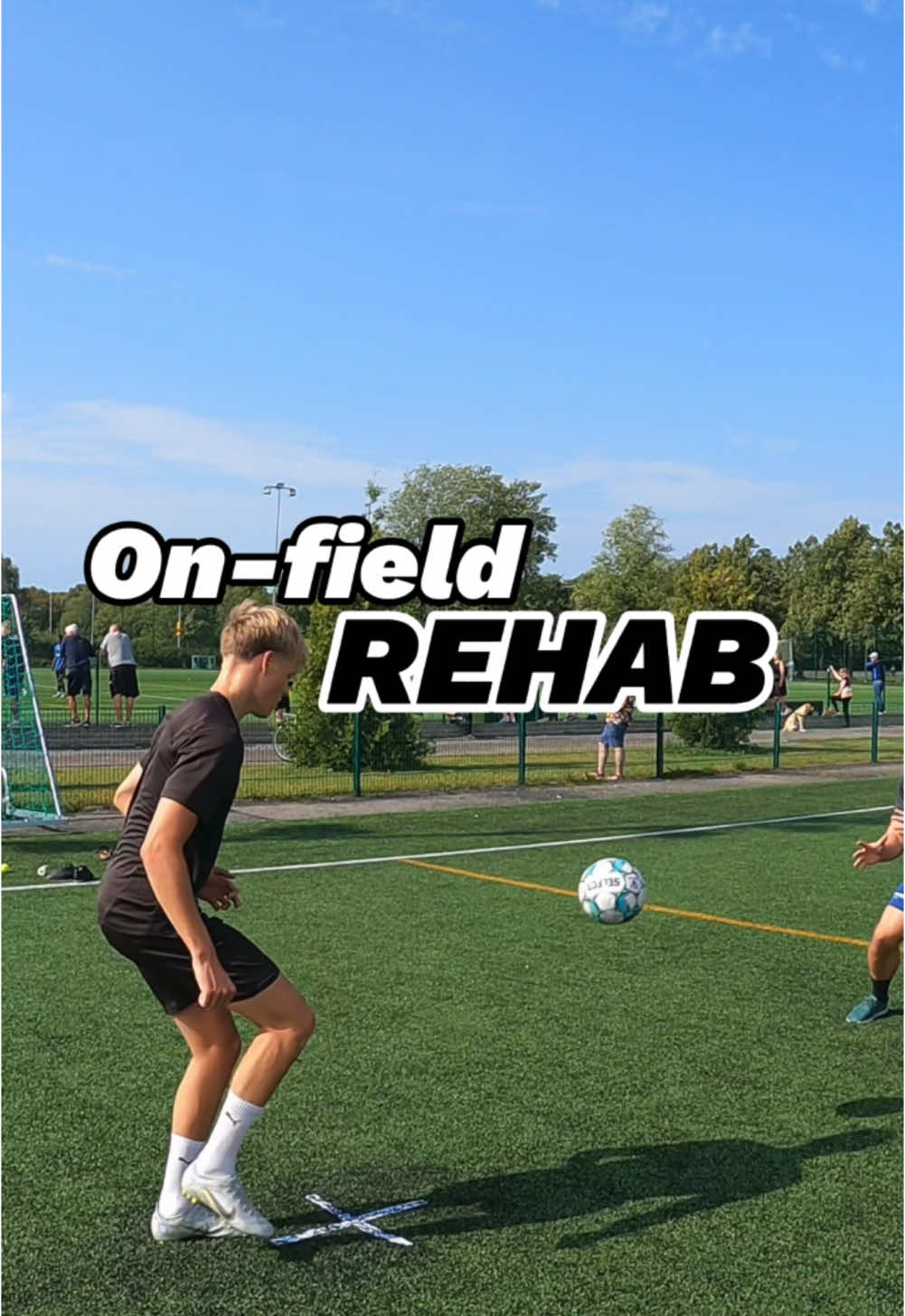 Snippet of on-field rehab session during last season: Adaptive & creative footwork. w/ @Tuomas Pippola  — Return to Sport (RTS) process after an injury is a continuum. It involves a gradual transition from rehabilitation to performance training. On-field rehabilitation represents the period when the athlete is transitioning from gym-based rehab to the competitive team environment. A progressively stronger focus on return to performance during the RTS process is required to better prepare the athlete for the demands of their sport. As a consequence, RTS plans must emphasize performance-based training throughout recovery: a continuum of on-field rehabilitation, safe return to team training, safe return to competitive match play, and safe return to performance. Four pillars of high quality on-field rehabilitation are restoring movement quality, physical conditioning, restoring sport-specific skills, and progressively developing chronic training load. Read more: Buckthorpe et al. 4 Pillars of High-Quality On-field Rehabilitation. J Orthop Sports Phys Ther 2019;49(8):565–569. #returntosport #footwork #sportsphysiotherapy #footballer #anklerehab #ankleinjury 