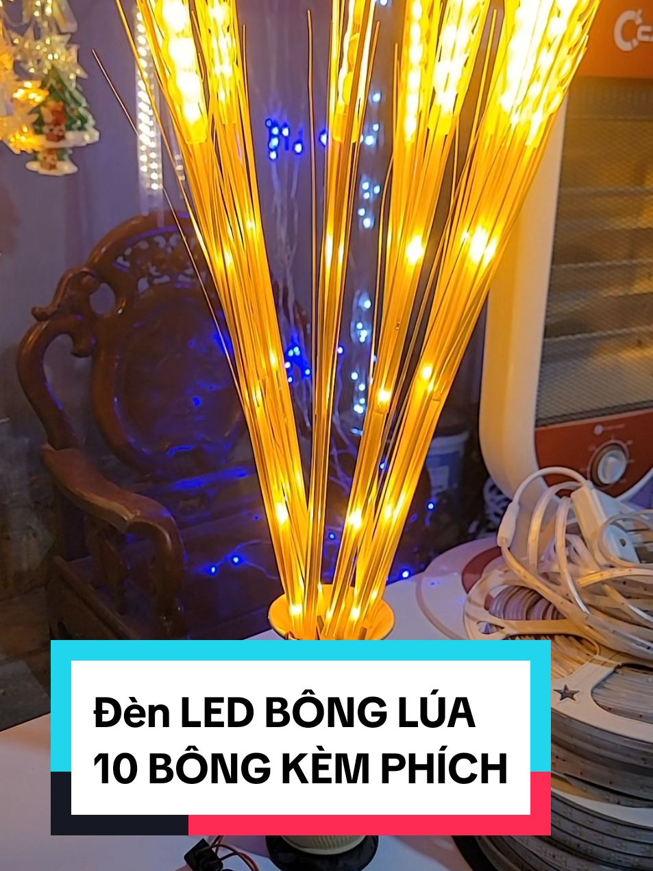 Đèn LED BÔNG LÚA 10 BÔNG Ánh Sáng Màu Vàng Trang Trí Bàn Thờ Thần Tài, Decor Nhà #dennhay #denled #dentrangtri  #dennhaytrangtritet 