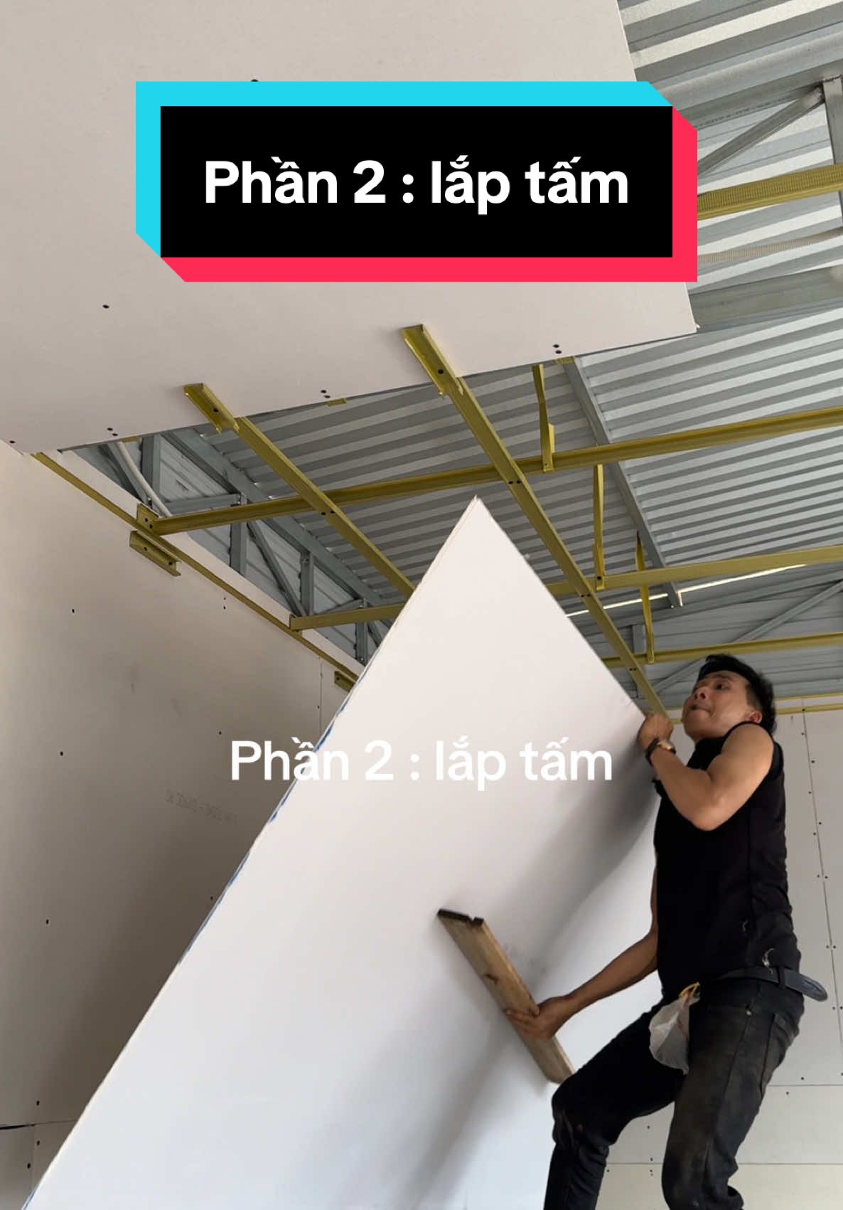 Phần 2 lắp tấm trần thạch cao phẳng #dangtran #thachcao 