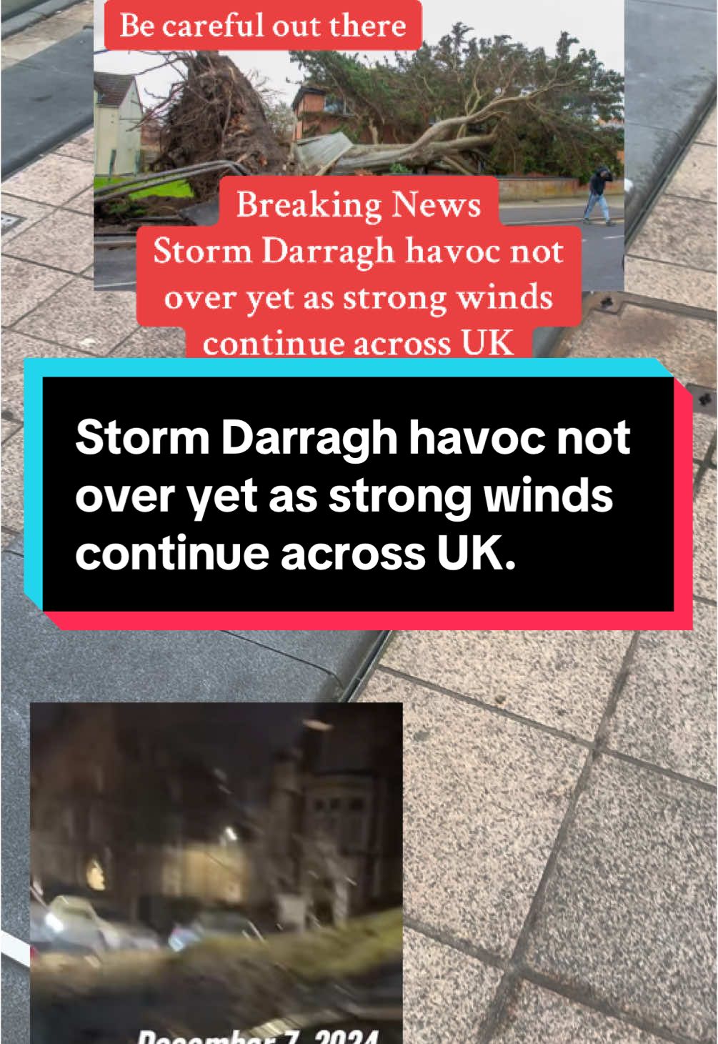 Storm Darragh havoc not over yet as strong winds continue across UK. #foryou 