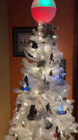 With so many trees in the house we like to switch it up with different themes! This tree is based on Star Wars with all the ornaments saying some if the most iconic lines from the movie. Plus we have the Death Star as an actual star ⭐️##fyp##viral##christmas##xmas##decor##christmastiktok2024##tree##starwars##christmasdecor##greenscreenvideo