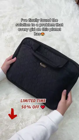 Travel Makeup Bag #travel #makeup #bag #cute #black #pink #organize #storage #tiktokmademebuyit #shopping #fyp #MomsofTikTok #lupe #mirror #case #giftideas #christmas #birthday #giftideas #christmas #toiletrybag 