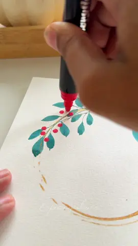 A simple and easy wreath #watercolorpainting #floralwreath #floraldesign #christmaswreath #christmas #fyp #christmasgift 