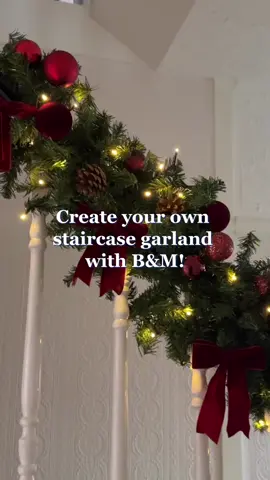 CREATE YOUR OWN STAIRCASE GARLAND WITH B&M! ✨ Let the festivities commence and crack out your DIY skills with our simple and easy to follow tutorial on creating the ultimate staircase garland. All products can be bought from your local B&M store! 😍 Have you tried any DIY this year for your Christmas decorations? 🎄👇 #bmstores #bmstoresaddict #stairgarland #staircasegarland #christmas #christmasdiy #diygarland