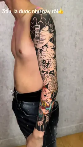 Hìn Xăm mèo thần tài Full Tay #Buổi t2. #1/5 / 1 buổi xăm đánh bóng vào màu 