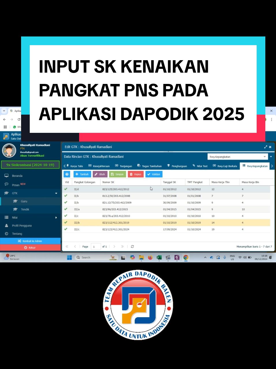 Input SK Kenaikan Pangkat PNS pada Aplikasi Dapodik 2025 #dapodik  #foryou  #aplikasidapodik  #foryoupage  #operatordapodik  #fypage  #operatorsekolah  #fyppppppppppppppppppppppp  #kenaikanpangkat  #teamrepairdapodikbalen 