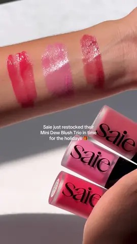 The best things come in threes ✨ Grab our best-selling Mini Dew Blush Trio ft. our limited edition bright watermelon shade Flirty before it’s gone again 🩷 #saieblush #saiedewblush #holidayset 