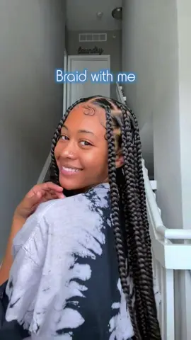 Braid with me---large knotless braids!
 #boxbraids #largeknotless #fyp #foryoupage #boxbraids #braidwithme #humanhairknotlessbraids #hairtutorials #bulkhair 