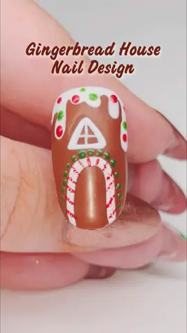 Gingerbread House Christmas Nail Art #christmas #nailart 