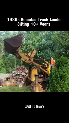 Run 1980s Komatsu Track loader and put into work after sitting 10 years!#restoration #recovery #willitrun #old #engine #tractor #repair #truck #tiktok #fyp 