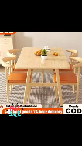 Meja Makan Kayu 140CM Set 4 Kursi Nordic Modern Ikea Kitchen Coffee Table Long Table - Furniture!