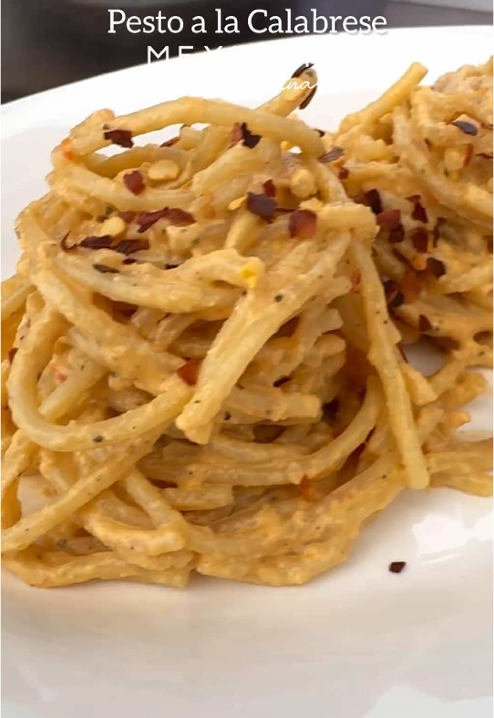 Receta de pasta al pesto. Estas buscando una pasta para estas fechas y que quede con cualquier plato fuerte, pues esta Pasta en salsa de Pesto a la Calabrese. Ingredientes:  500 g de tu pasta favorita  2 pimientos rojos 1 pimiento amarillo 2 dientes de ajo  1/4 de taza de almendras peladas y tostadas  1 taza de queso ricotta  1 taza de queso parmesano fresco Sal Pimienta Chile peperoncino al gusto o chile jalapeño rojo  10 - 15 hojas de albahaca fresca o 1 1/2 cucharadas de albahaca seca 1/2 taza de aceite de oliva  Elaboración  Pon a cocer tu pasta siguiendo las instrucciones del empaque y reserva.  Primero corta y Asa los pimientos, quintales la piel y licuados junto con el ajo, las almendras, queso tricota, queso parmesano, albahaca, sal, pimienta y chile peperoncino. Mientras se esta licuando poco a poco agrega el aceite de oliva y deja licuando hasta tener unas salsa homogénea.  Ahora lleva la salsa a un partem y cuando suelte el primero hervor, rectifica de sazón y añade las pasta. Mezcla y si es necesario puedes agregar un poco del agua de cocción de la pasta.  Integra muy bien y sirve. Puedes agregar un poco mas que hojuelas de chile y queso parmesano fresco.  Con cariño, Gio . . . . #Receta #pasta #pastatiktok  #pastarecipe #pastalover #menunavideño #recetasnavideñas 