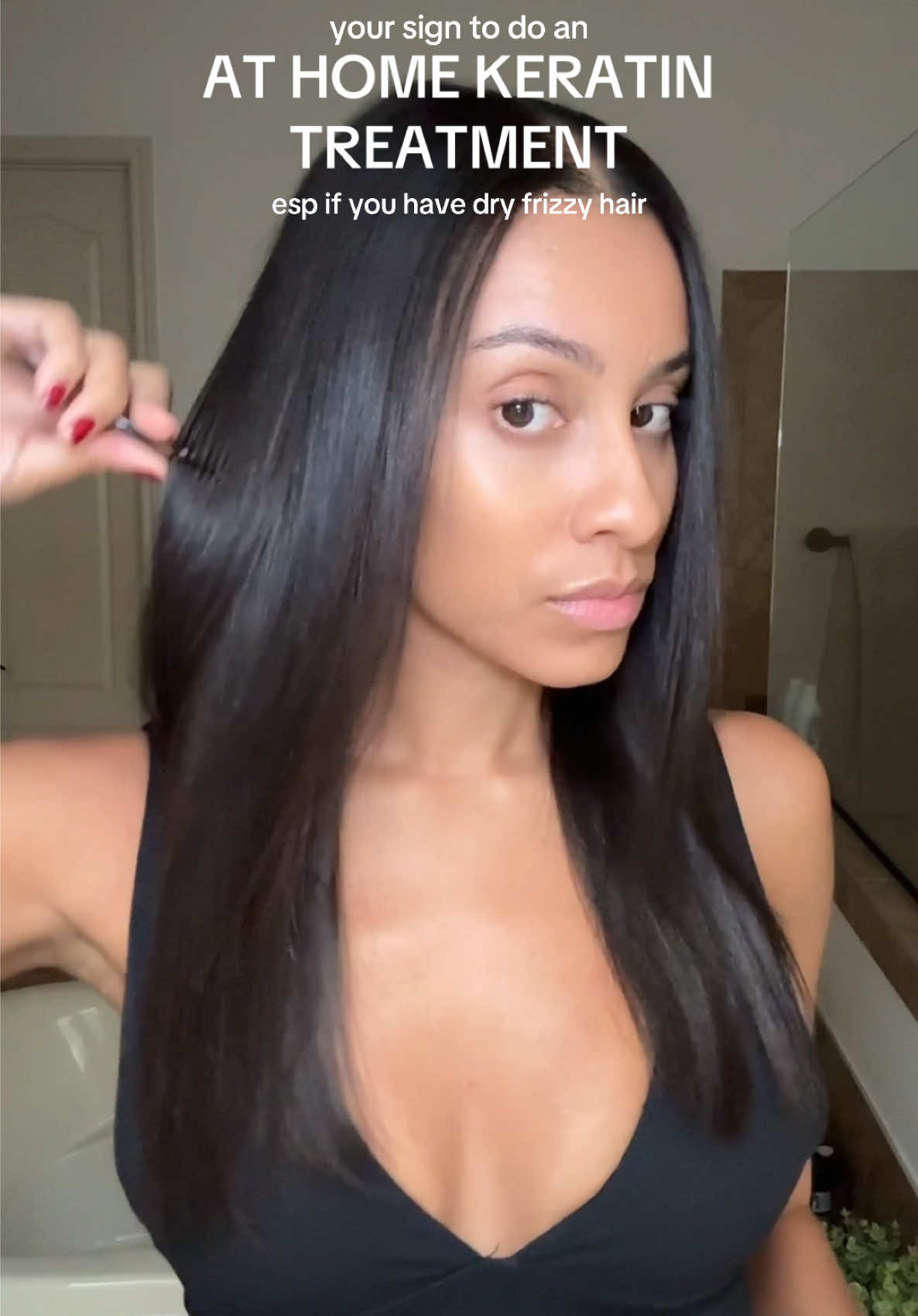 Will always do at home keratin hair treaments to stay low maintaince ✨ #HairCareTips #keratintreatment #straighthair #splitends #frizzyhair #lowporosityhair #finehairtips  Keratin straight treatment , how to do at home keratin treatment , brown curly hair , glass hair , low porosity hair , fine hair , hair treatment for straight hair