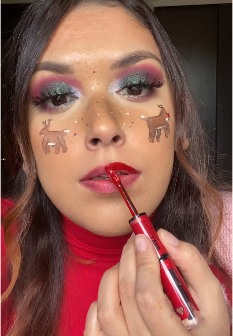 ❤️💚🦌✨ @wetnwildbeauty Merry Christmas Charlie Brown  @maccosmetics Hyper real serumizer  @loréal paris usa infallible fresh wear foundation  @e.l.f. Cosmetics hydrating camo concealer  @Clinique chubby stick sculpting contour stick in curvy contour  @Juvia’s Place bronzer palette in medium  @UCANBE athena face paint palette  @NYX Professional Makeup shine loud liquid lipstick in on a mission  #makeuptutorial #makeup #beauty #wetnwild #maccosmetics #lorealparis #elfcosmetics #clinique #juviasplace #ucanbe #nyxcosmetics #christmas #christmasmakeup #reindeer #makeupisart #ilovemakeup #red #green 