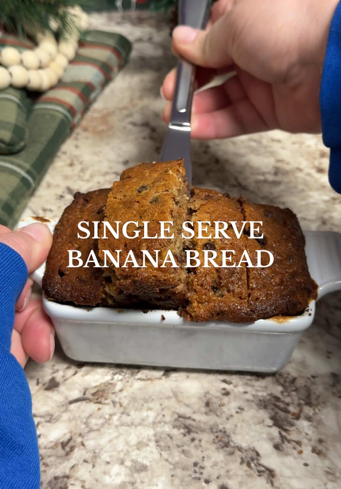 I’m so bad at following consecutive things so I failed 25 days of single serve recipes butttttt ill leave you with this recipe for single serve banana bread 🤦🏼‍♀️ 🍌 Ingredients: 1/2 banana, mashed 1tbsp melted butter 1 egg yolk 2 tbsp sugar 2 tbsp brown sugar 1/4 cup flour 1/4 tsp baking soda 1/8 tsp cinnamon  Dash of salt 1 tap vanilla Chocolate chips to youe liking I added pecans(optional) to your liking Bake at 360 for 25-28 min #fyp #BakeWithMe #baketok #banana #bananabread #EasyRecipe #Recipe #dessert #easydessert #singleserve #singleservedessert #bake #baking 