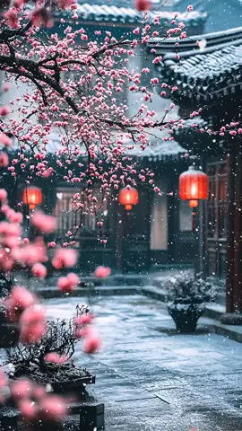 Những bông tuyết nhẹ nhàng nhảy múa, những chiếc đèn lồng đang cháy sáng ấm áp. Cảnh tượng này tựa như một giấc mơ, mang vẻ thơ mộng.﻿ #binhyen #cotrangtrungquoc #cophongtrungquoc #douyin #cotrang #xuhuong #binhyenoday #cophongquan 
