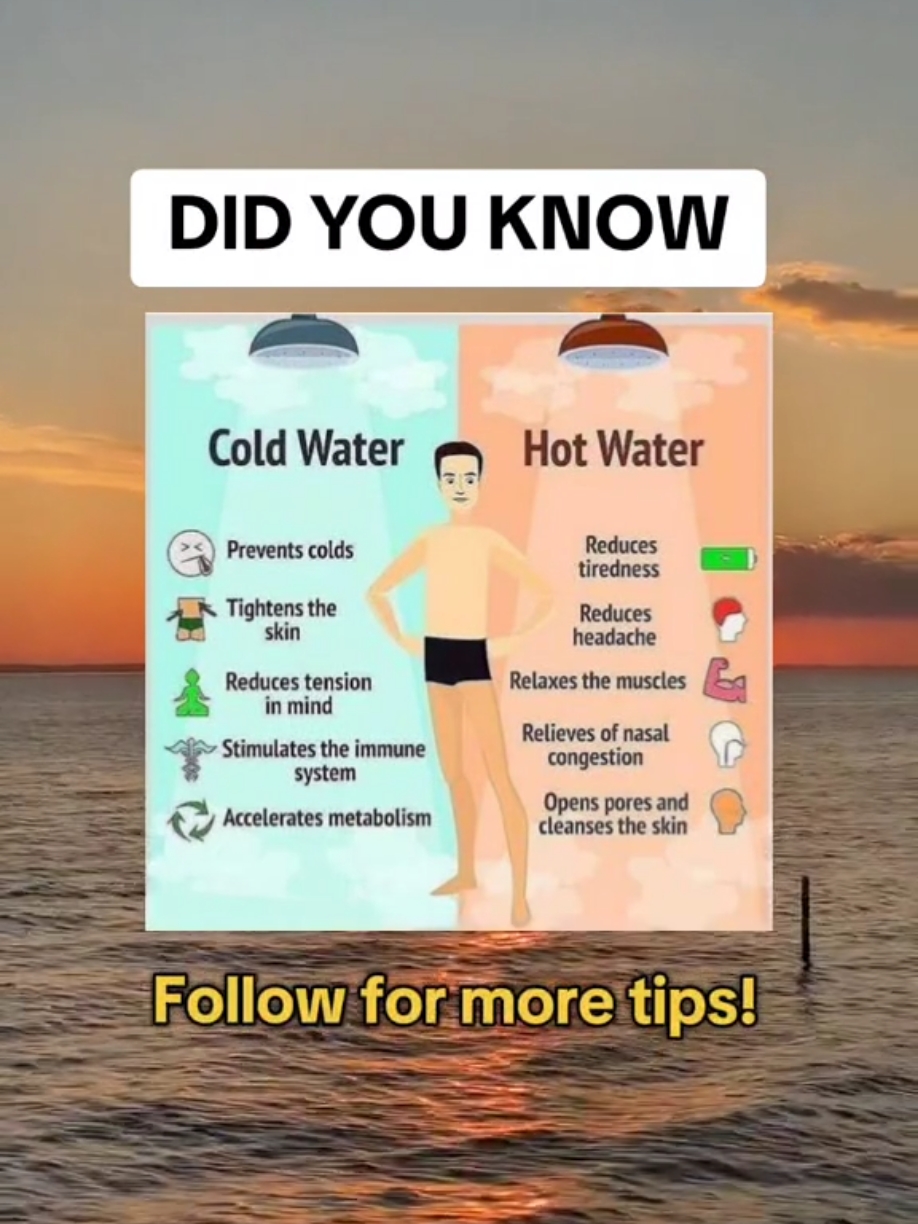 Did you know the health benefits of bathing in either cold water or hot water? Comment down your preference. #DidYouKnow #bathtime #hotwater #coldwater #water #healthyliving #healthylifestyle  #healthtips  #fypspotted 