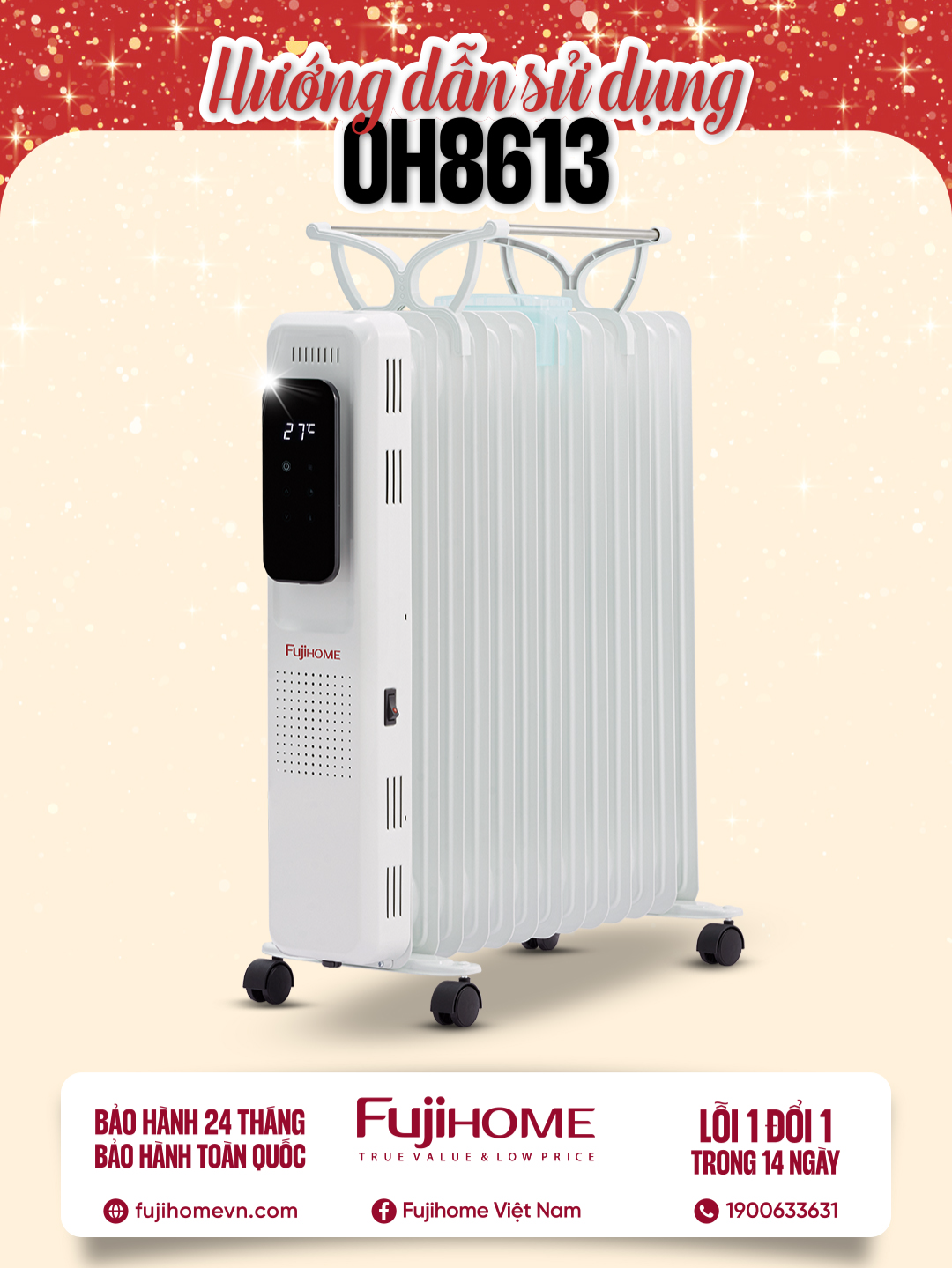 Hướng dẫn sử dụng Máy sưởi dầu OH8613 #fujihome #maysuoidau #xuhuong #trending #tiktokviral