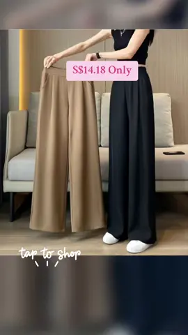 ONLY S$14.18 👈 New Summer Casual Wide Leg Pants Women Fashion High Waist Baggy Straight Pants Woman Solid Elastic Waist Full Trousers #Highlyrecommended  #WomenNewTrendytiktok  #Albertchongshoptiktok  #2000varietyitemspromote 