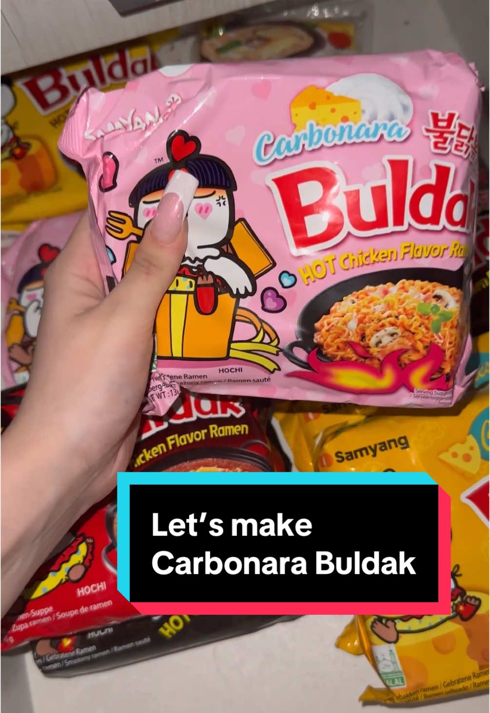 Let’s make Carbonara Buldak Noodles #carbonarabuldak #spicybuldaknoodles #creamynoodles #🥢 #samyangnoodles #ramentok #koreatok #noodlestok 
