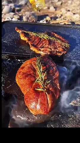steak grilled on stone 🔥🪵🌳🏕️#Recipes #outdoorcooking #nature #chef #cooking #camp #chef 