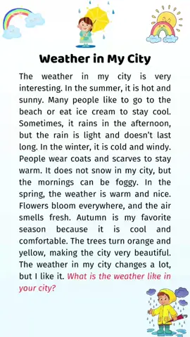 Topic 229: Weather in my city #learnenglish #englishstories #englishteacher #learnenglishdaily #english #dreamenglishstories 