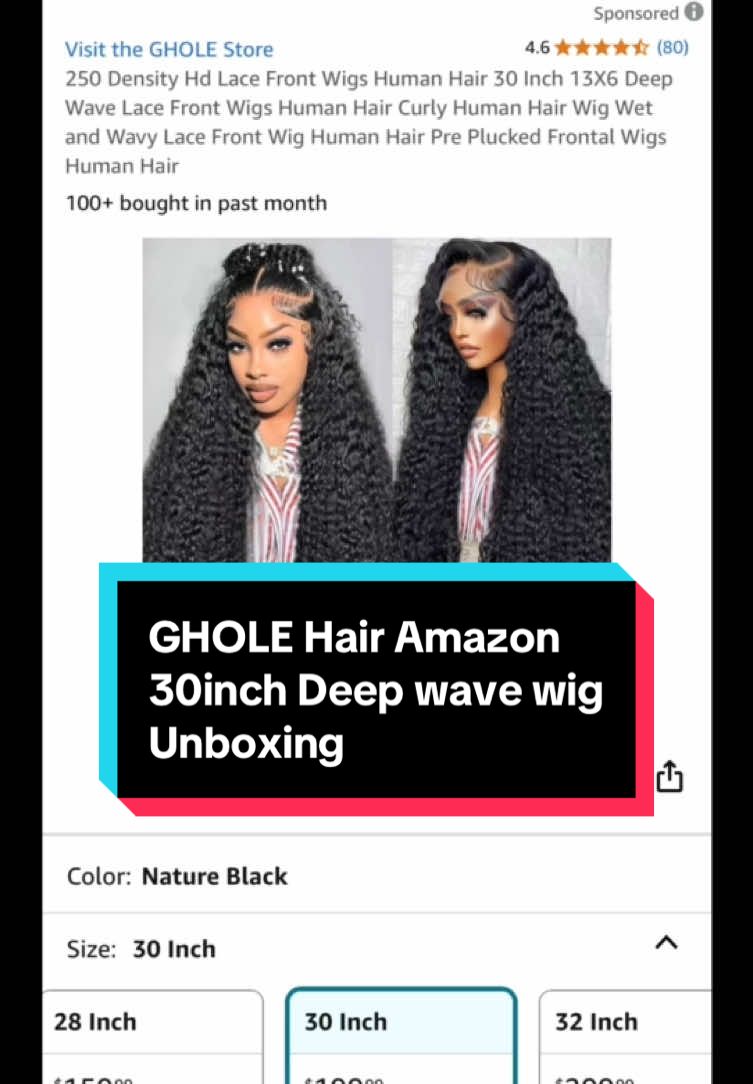 GHOLE 250 density 30inch deep wave wig only $169 on amazon Wig linked in my bio, @ghole hair amazon #amazonwigs #amazonwigfinds #amazonwig 